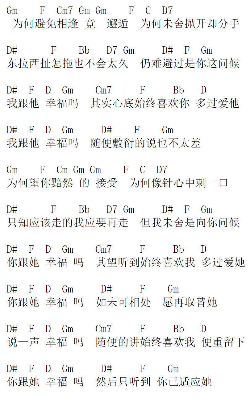 《问候》吉他谱C调六线谱(弹唱)1
