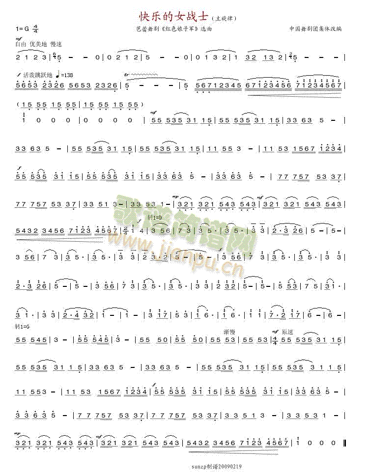 《快乐的女战士》吉他谱C调六线谱(图)1