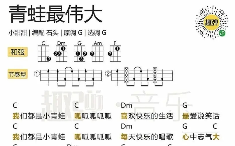 《青蛙最伟大》吉他谱C调和弦谱(txt)1