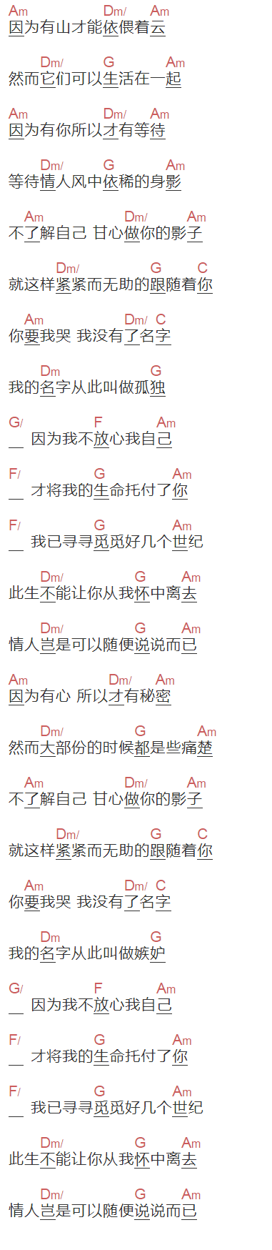 老歌《别让我哭》吉他谱C调和弦谱(txt)1