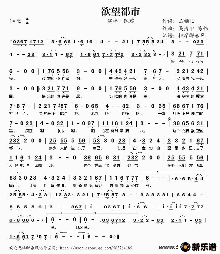 《欲望都市》吉他谱Eb调六线谱(图)1